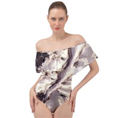 Abstract Wannabe Two Off Shoulder Velour Bodysuit  by MRNStudios