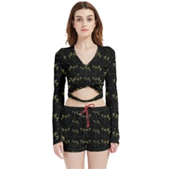 Exotic Snow Drop Flowers In A Loveable Style Velvet Wrap Crop Top And Shorts Set by pepitasart