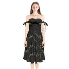 Exotic Snow Drop Flowers In A Loveable Style Shoulder Tie Bardot Midi Dress