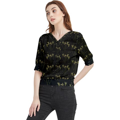 Exotic Snow Drop Flowers In A Loveable Style Quarter Sleeve Blouse by pepitasart