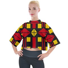 Abstract Pattern Geometric Backgrounds   Mock Neck Tee by Eskimos