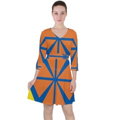 Abstract Pattern Geometric Backgrounds   Quarter Sleeve Ruffle Waist Dress by Eskimos