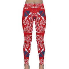 Floral Folk Damask Pattern Fantasy Flowers  Classic Yoga Leggings by Eskimos