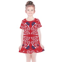 Floral Folk Damask Pattern Fantasy Flowers  Kids  Simple Cotton Dress