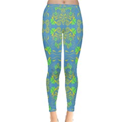 Floral Folk Damask Pattern Fantasy Flowers  Inside Out Leggings by Eskimos