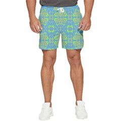 Floral Folk Damask Pattern Fantasy Flowers  Men s Runner Shorts by Eskimos