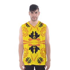 Floral Folk Damask Pattern Fantasy Flowers  Men s Basketball Tank Top by Eskimos