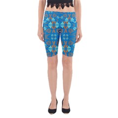 Floral Folk Damask Pattern Fantasy Flowers  Yoga Cropped Leggings by Eskimos