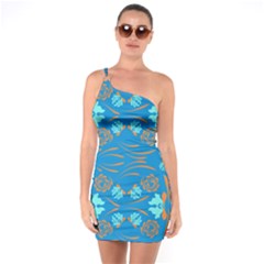 Floral Folk Damask Pattern Fantasy Flowers  One Soulder Bodycon Dress by Eskimos