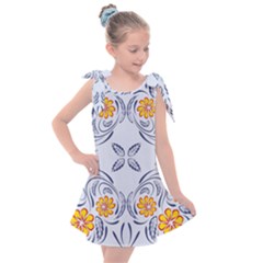 Floral Folk Damask Pattern Fantasy Flowers  Kids  Tie Up Tunic Dress by Eskimos