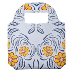 Floral Folk Damask Pattern Fantasy Flowers  Premium Foldable Grocery Recycle Bag by Eskimos