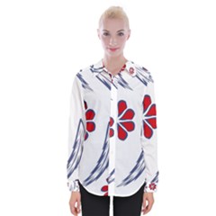 Folk Flowers Print Floral Pattern Ethnic Art Womens Long Sleeve Shirt