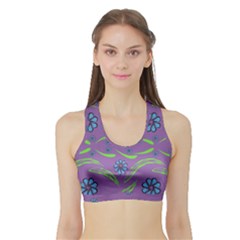 Folk Flowers Print Floral Pattern Ethnic Art Sports Bra With Border by Eskimos