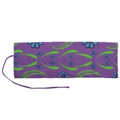 Folk Flowers Print Floral Pattern Ethnic Art Roll Up Canvas Pencil Holder (m) by Eskimos