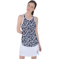 Black And White Qr Motif Pattern Racer Back Mesh Tank Top by dflcprintsclothing