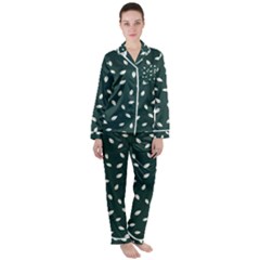 Leaves Pattern Satin Long Sleeve Pajamas Set by CoshaArt