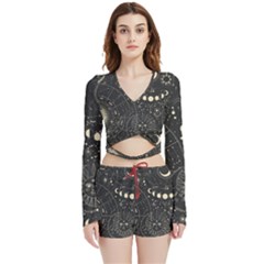 Magic-patterns Velvet Wrap Crop Top And Shorts Set by CoshaArt