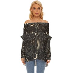 Magic-patterns Off Shoulder Chiffon Pocket Shirt