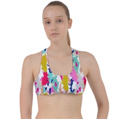 Acryl Paint Criss Cross Racerback Sports Bra by CoshaArt