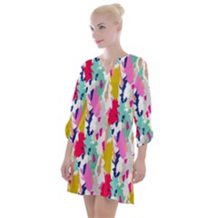 Acryl Paint Open Neck Shift Dress by CoshaArt