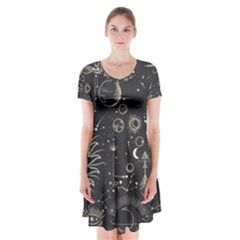 Mystic Patterns Short Sleeve V-neck Flare Dress by CoshaArt