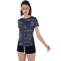 Mystic Patterns Back Circle Cutout Sports Tee by CoshaArt