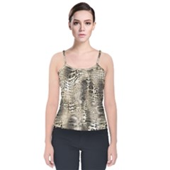 Luxury Snake Print Velvet Spaghetti Strap Top by CoshaArt