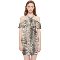 Luxury Snake Print Shoulder Frill Bodycon Summer Dress by CoshaArt