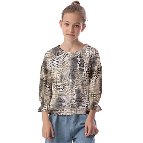 Luxury Snake Print Kids  Cuff Sleeve Top by CoshaArt