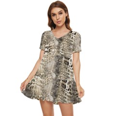 Luxury Snake Print Tiered Short Sleeve Babydoll Dress by CoshaArt