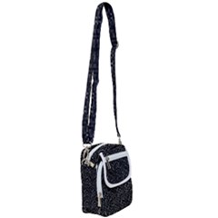 Pixel Grid Dark Black And White Pattern Shoulder Strap Belt Bag by dflcprintsclothing