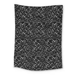 Pixel Grid Dark Black And White Pattern Medium Tapestry by dflcprintsclothing