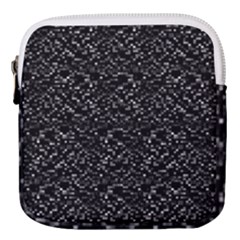 Pixel Grid Dark Black And White Pattern Mini Square Pouch by dflcprintsclothing