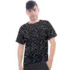 Pixel Grid Dark Black And White Pattern Men s Sport Top by dflcprintsclothing