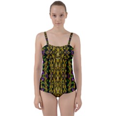 Fanciful Fantasy Flower Forest Twist Front Tankini Set by pepitasart