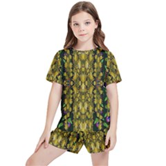 Fanciful Fantasy Flower Forest Kids  Tee And Sports Shorts Set by pepitasart