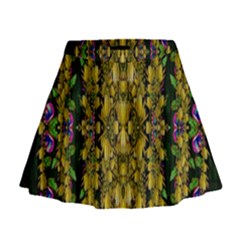 Fanciful Fantasy Flower Forest Mini Flare Skirt by pepitasart