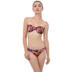 Flower Pattern Classic Bandeau Bikini Set by CoshaArt