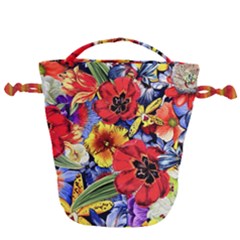 Flower Pattern Drawstring Bucket Bag by CoshaArt