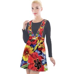 Flower Pattern Plunge Pinafore Velour Dress by CoshaArt