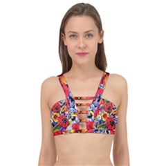 Flower Pattern Cage Up Bikini Top by CoshaArt