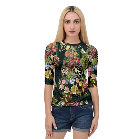 Tropical Pattern Quarter Sleeve Raglan Tee by CoshaArt