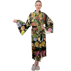 Tropical Pattern Maxi Velour Kimono