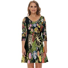 Tropical Pattern Shoulder Cut Out Zip Up Dress by CoshaArt