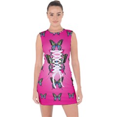 Butterfly Lace Up Front Bodycon Dress by Dutashop