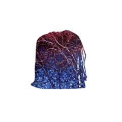Autumn Fractal Forest Background Drawstring Pouch (small)