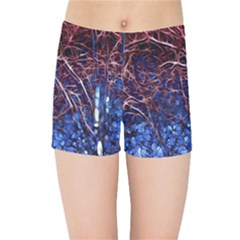 Autumn Fractal Forest Background Kids  Sports Shorts by Amaryn4rt