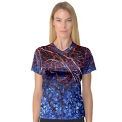 Autumn Fractal Forest Background V-neck Sport Mesh Tee