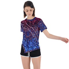 Autumn Fractal Forest Background Asymmetrical Short Sleeve Sports Tee by Amaryn4rt