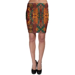 Red Abbey Abstract Animal Print Bodycon Skirt by MickiRedd